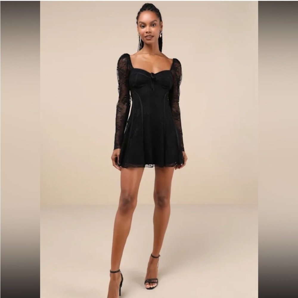 Lulu’s Flirty Adoration Black Lace Dress